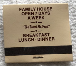Family House Restaurant - Matchbook (newer photo)